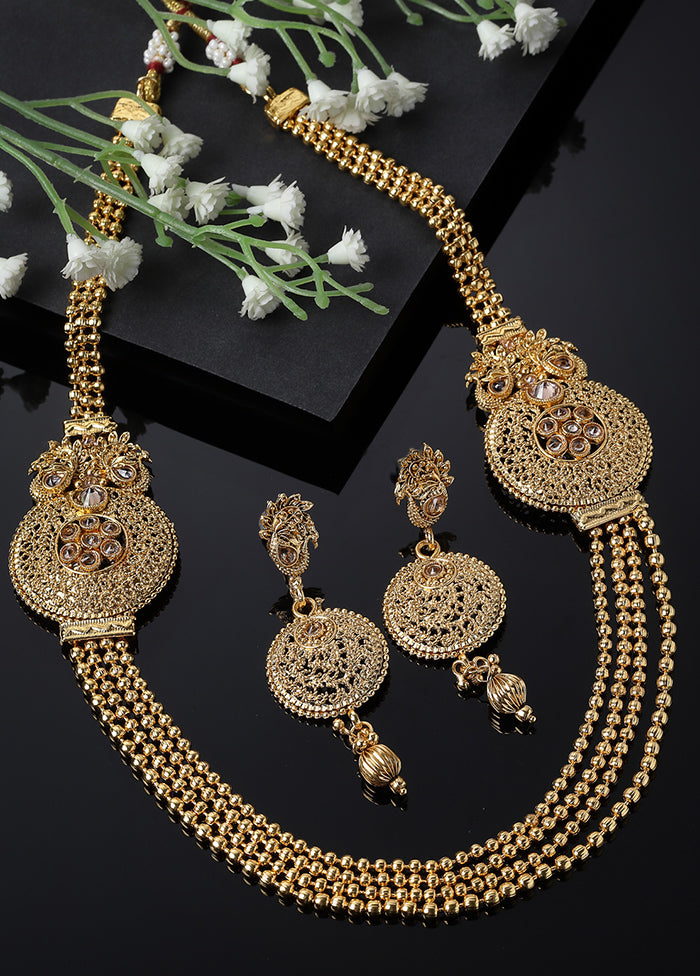 Golden Alloy Glossy Jewellery Set