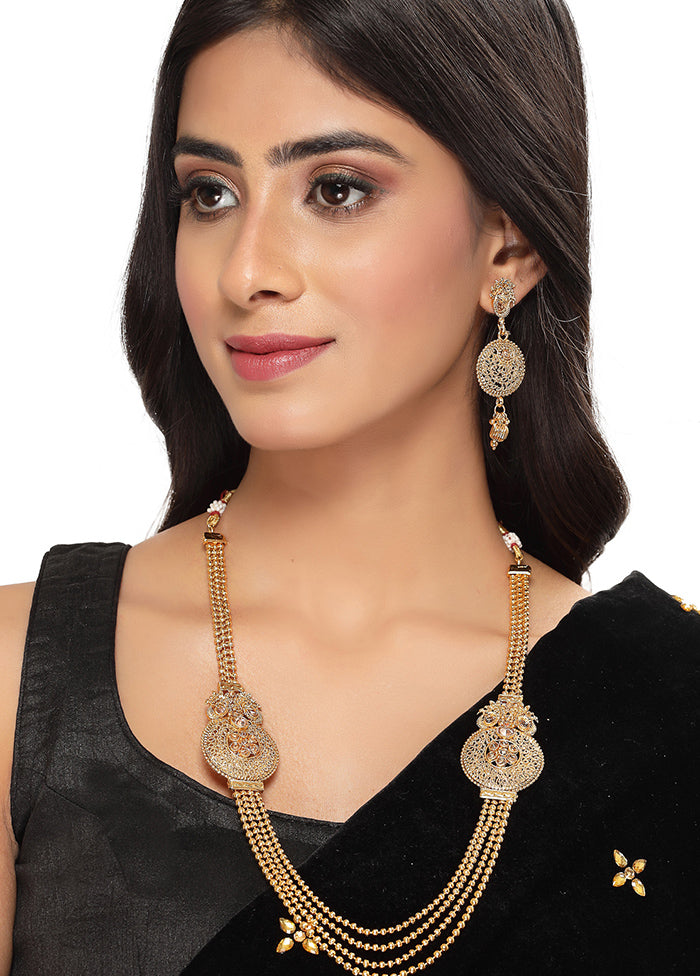 Golden Alloy Glossy Jewellery Set