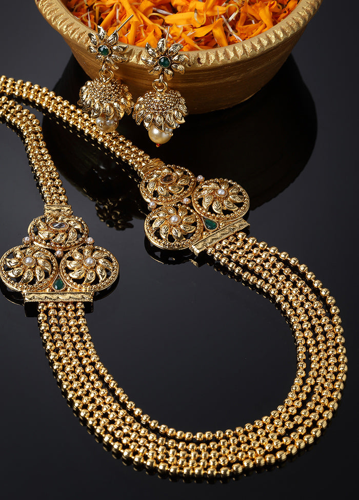 Golden Alloy Glossy Jewellery Set