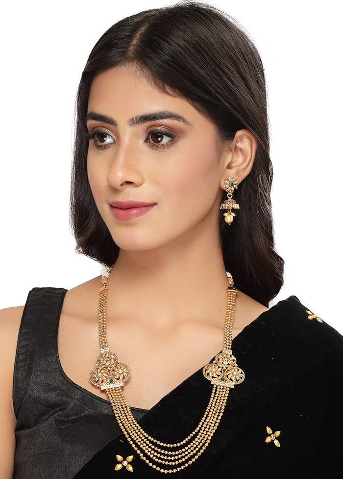 Golden Alloy Glossy Jewellery Set