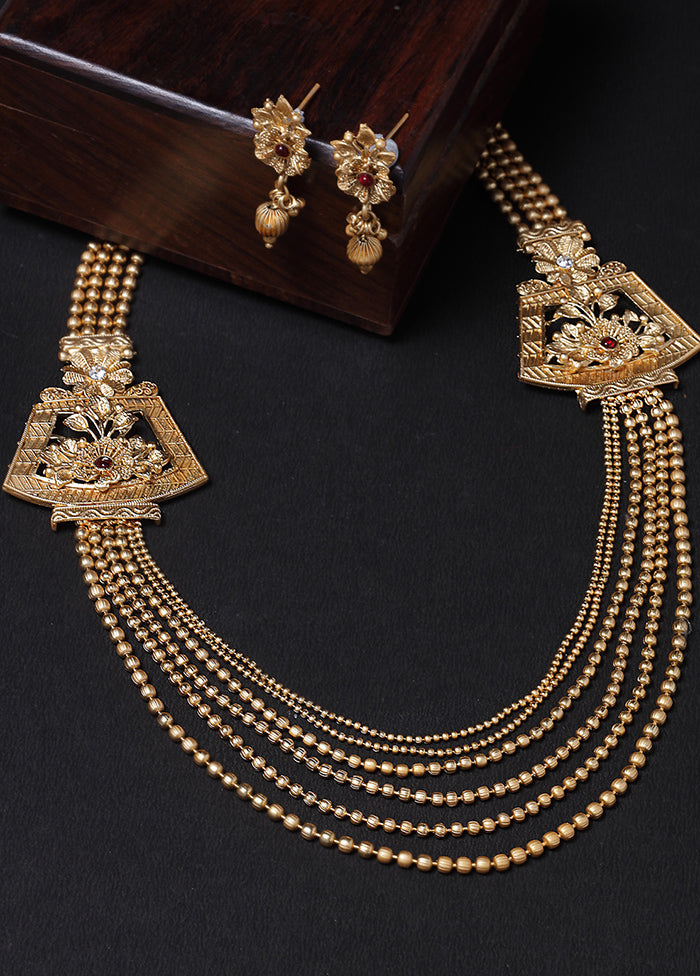 Golden Alloy Glossy Jewellery Set