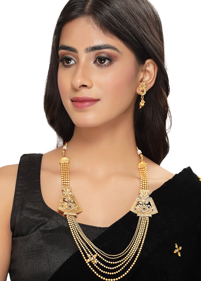 Golden Alloy Glossy Jewellery Set