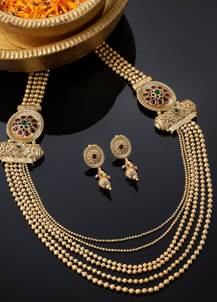 Golden Alloy Glossy Jewellery Set