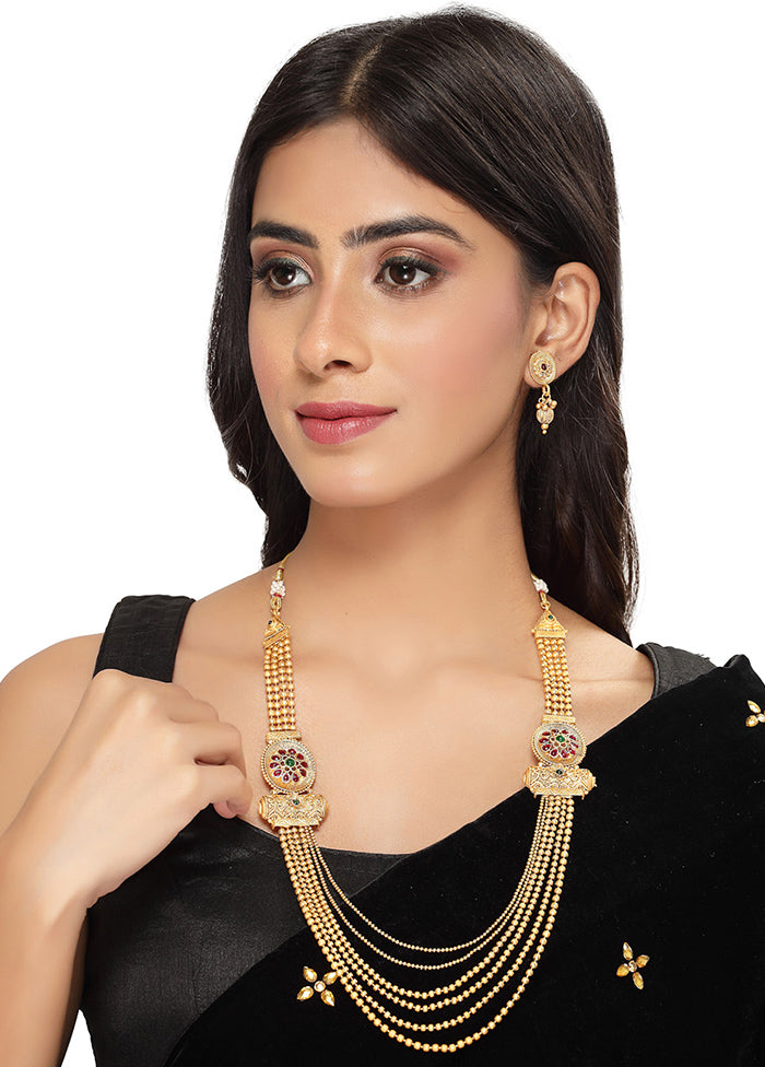 Golden Alloy Glossy Jewellery Set