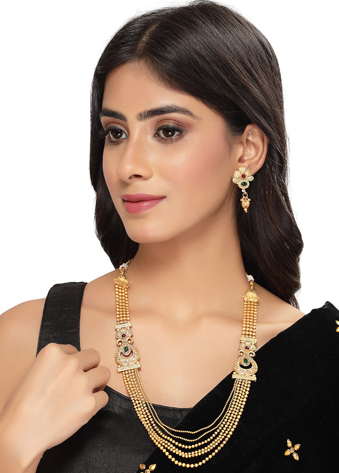 Golden Alloy Glossy Jewellery Set