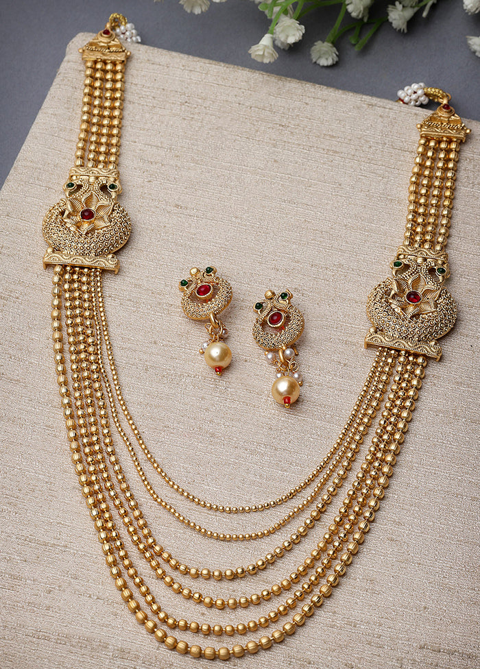 Golden Alloy Glossy Jewellery Set