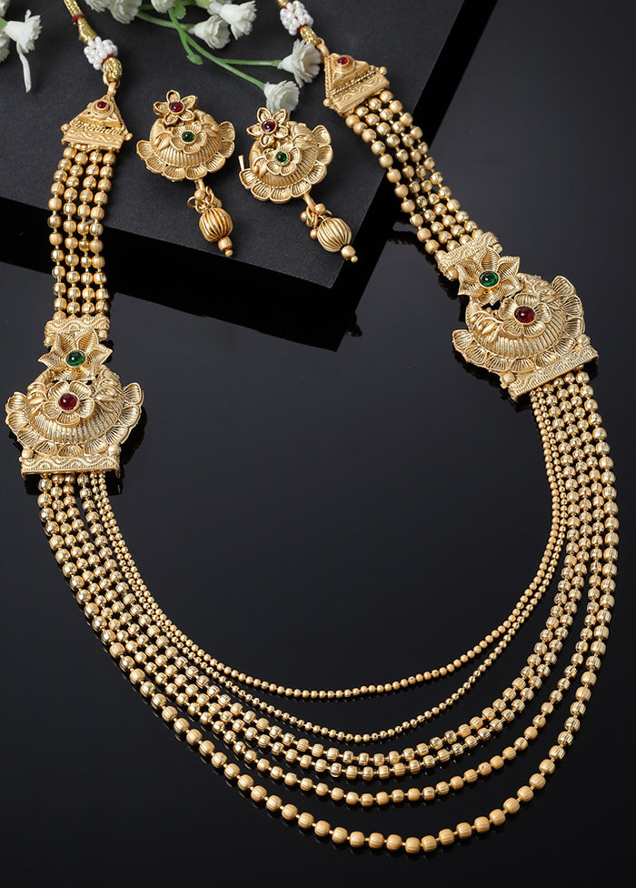 Golden Alloy Glossy Jewellery Set