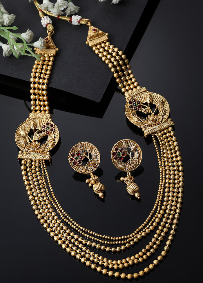 Golden Alloy Glossy Jewellery Set