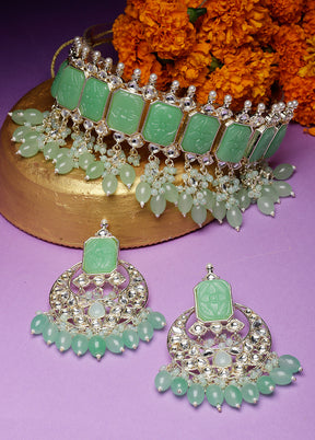 Green Alloy Glossy Jewellery Set