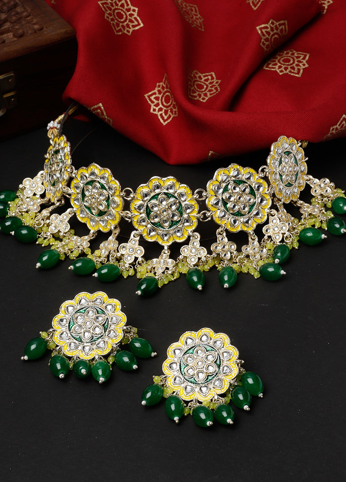 Green Alloy Glossy Jewellery Set