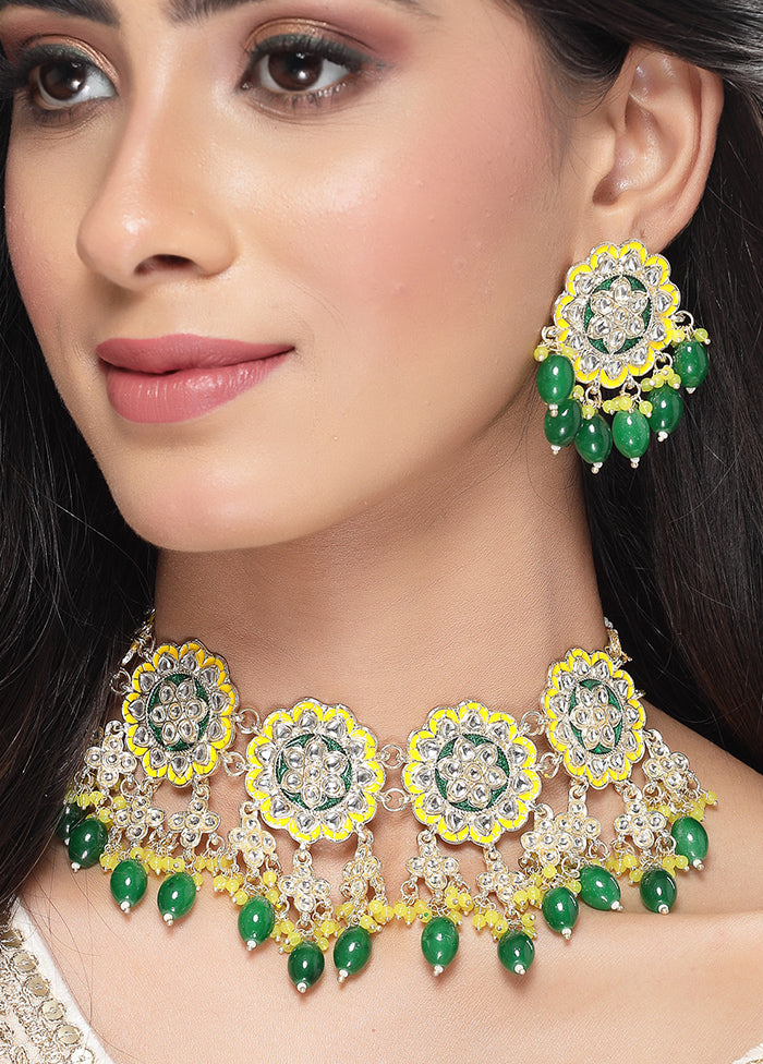 Green Alloy Glossy Jewellery Set