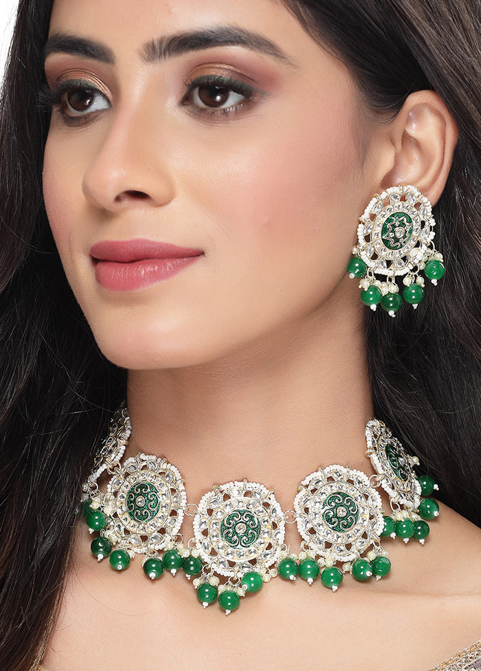 Green Alloy Glossy Jewellery Set