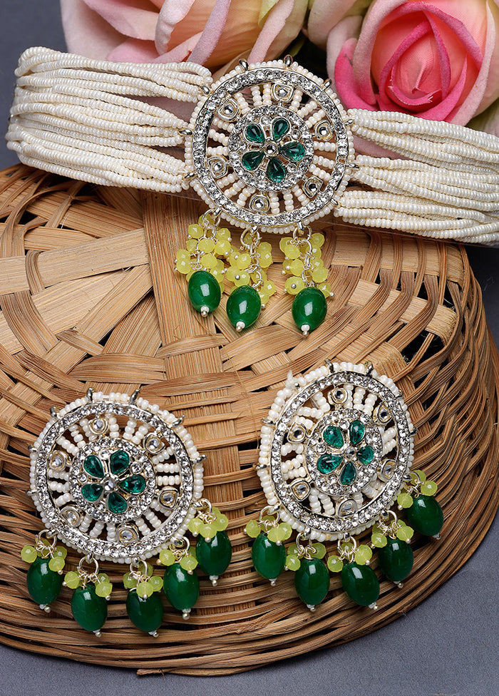 Green Alloy Glossy Jewellery Set