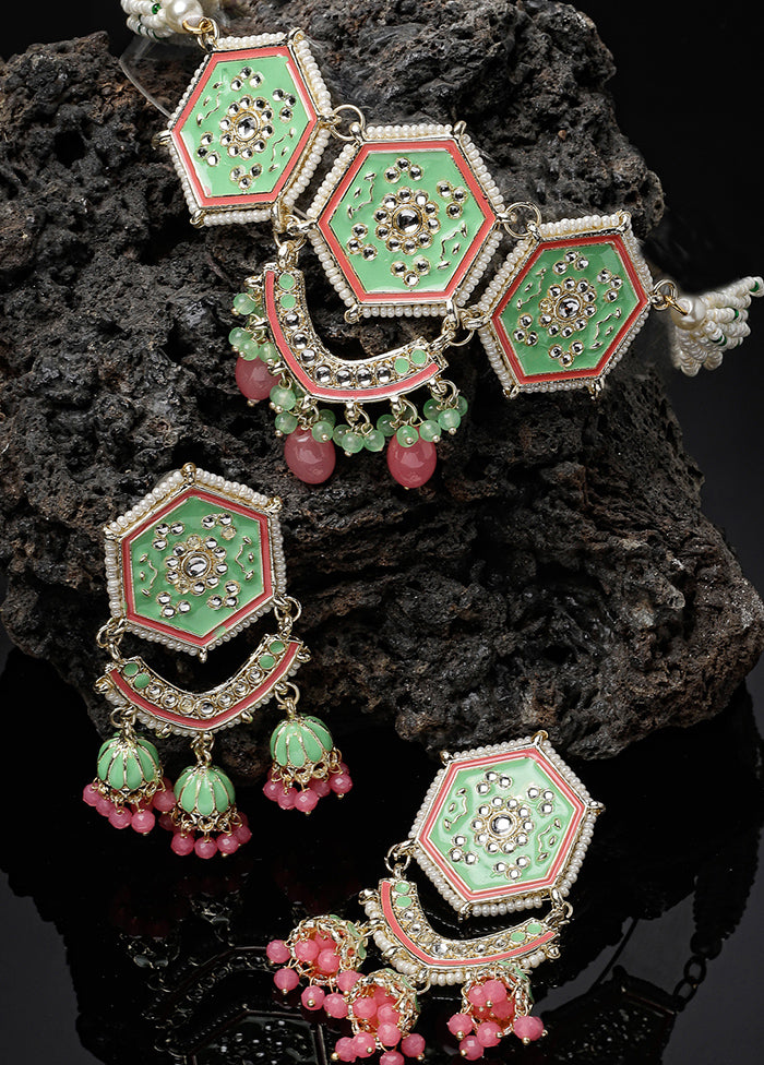 Green Alloy Glossy Jewellery Set