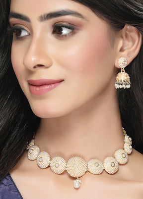 White Alloy Glossy Jewellery Set