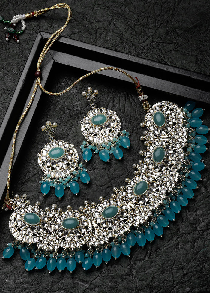 Blue Alloy Glossy Jewellery Set