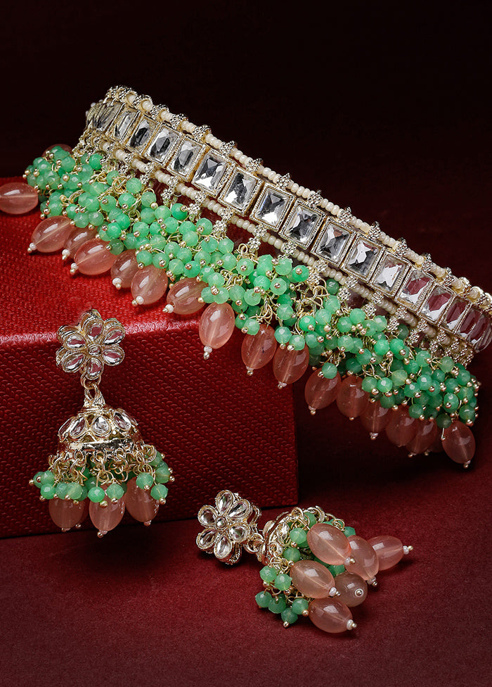 Green Alloy Glossy Jewellery Set