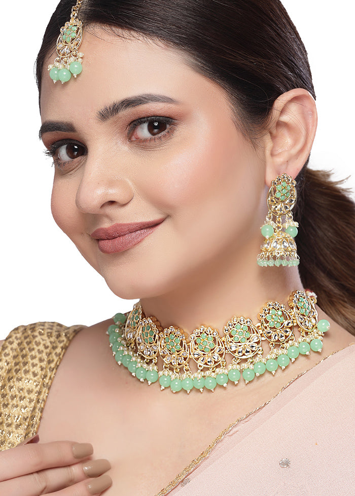 Green Alloy Glossy Jewellery Set