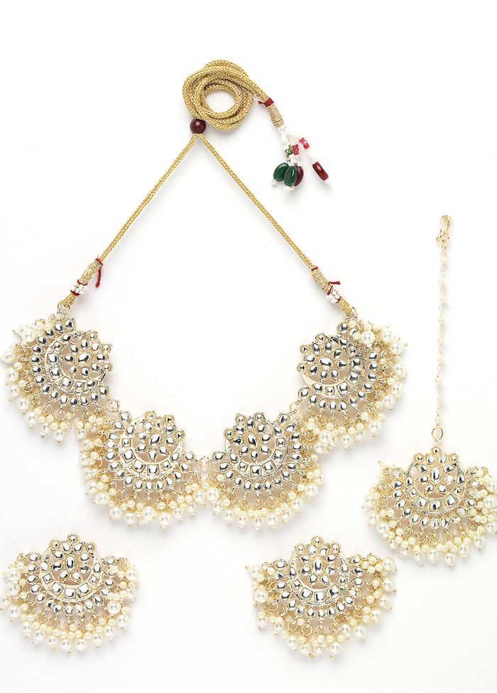 White Alloy Glossy Jewellery Set