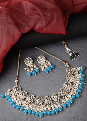 Blue Alloy Glossy Jewellery Set