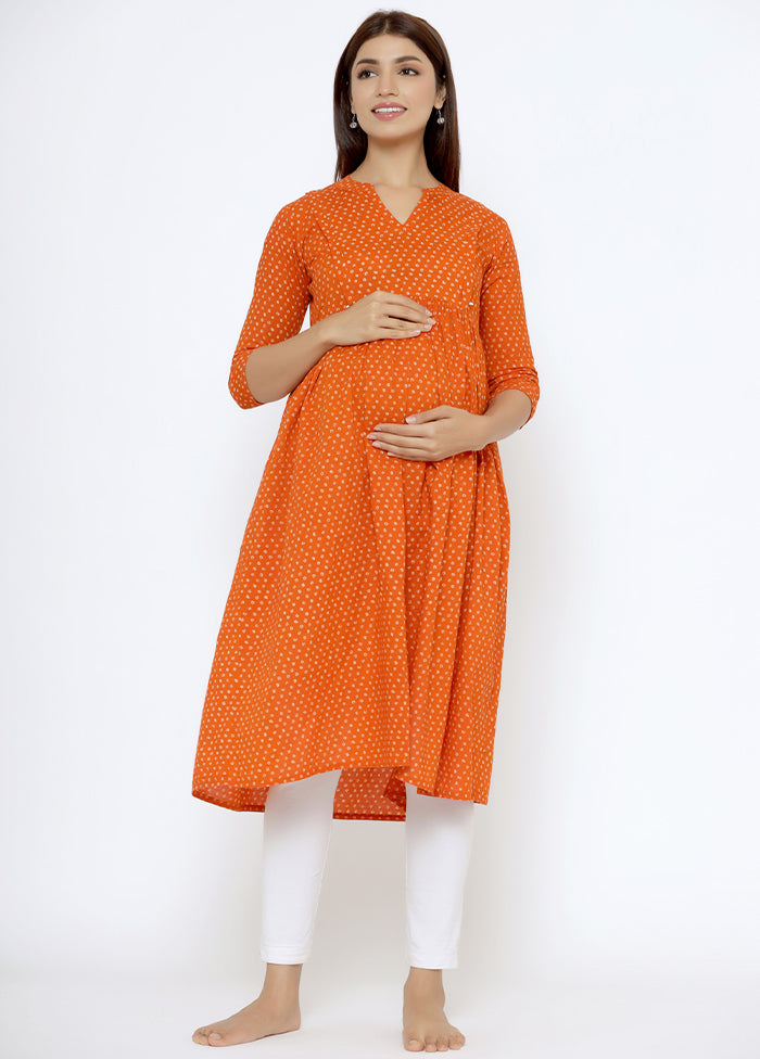 Orange Pure Readymade Cotton Maternity Kurti - Indian Silk House Agencies