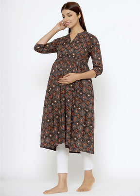 Black Pure Readymade Cotton Maternity Kurti - Indian Silk House Agencies