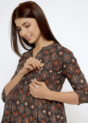 Black Pure Readymade Cotton Maternity Kurti - Indian Silk House Agencies