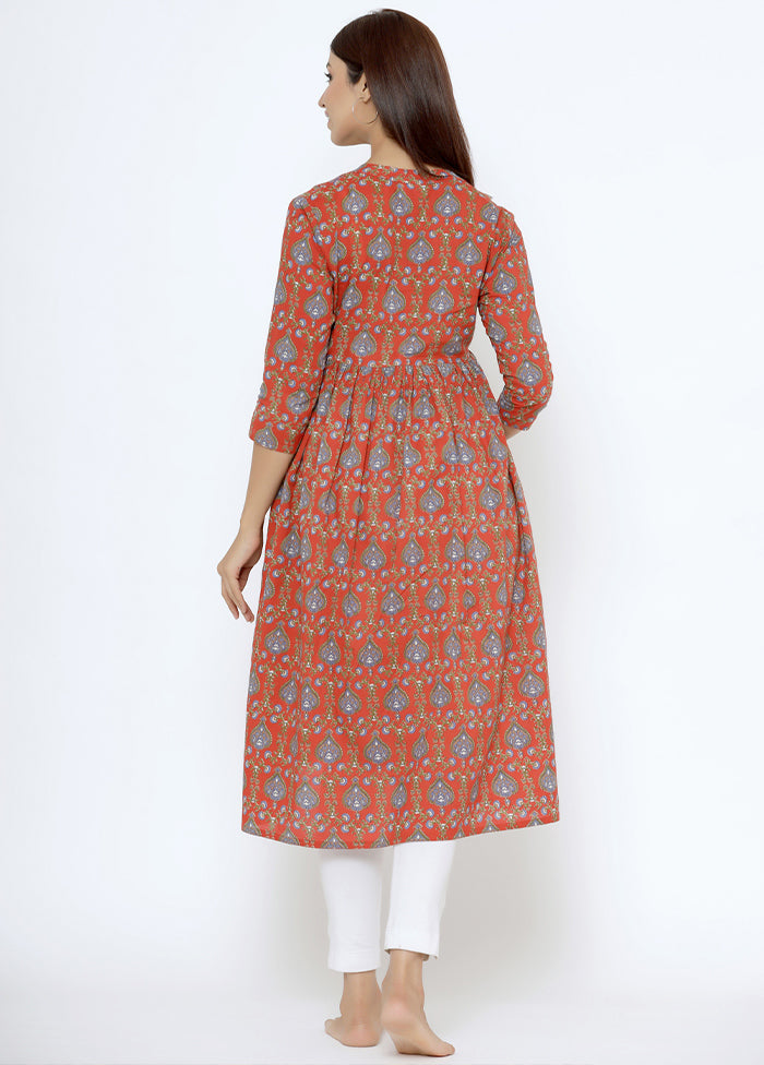 Red Pure Readymade Cotton Maternity Kurti - Indian Silk House Agencies