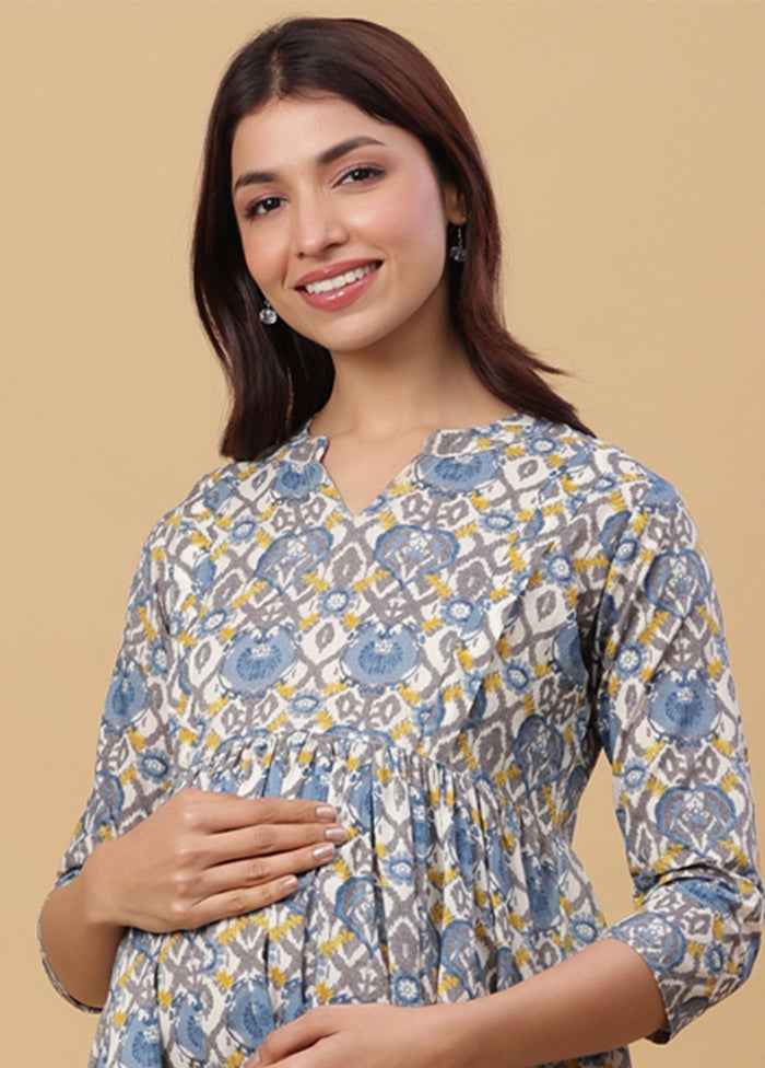 Blue Pure Readymade Cotton Maternity Kurti - Indian Silk House Agencies