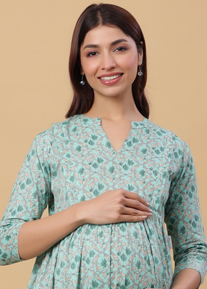 Sea Green Pure Readymade Cotton Maternity Kurti - Indian Silk House Agencies