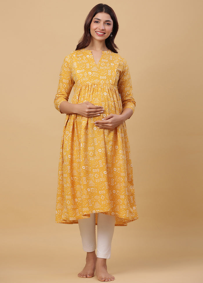 Mustard Pure Readymade Cotton Maternity Kurti - Indian Silk House Agencies