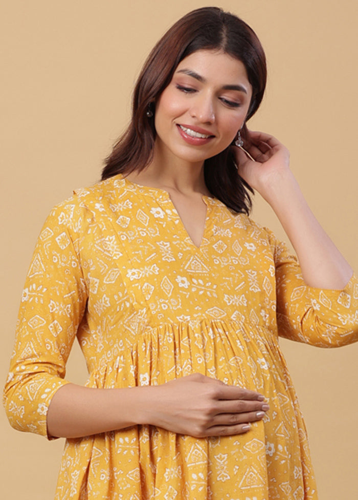 Mustard Pure Readymade Cotton Maternity Kurti - Indian Silk House Agencies