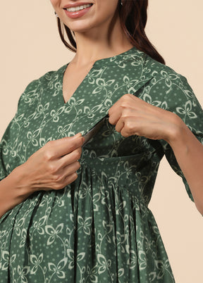 Green Pure Readymade Cotton Maternity Kurti - Indian Silk House Agencies