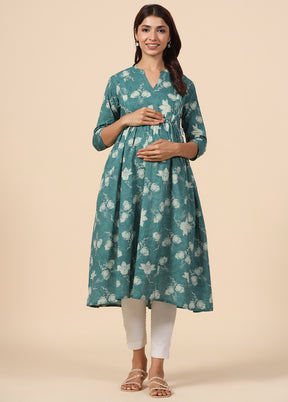 Green Pure Readymade Cotton Maternity Kurti - Indian Silk House Agencies