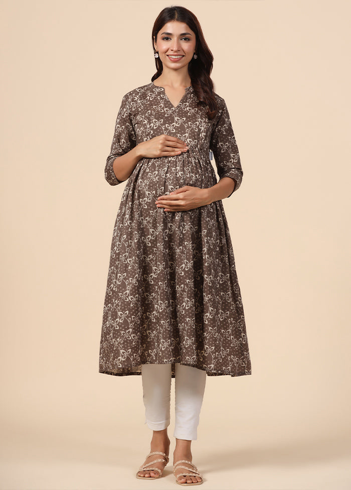 Grey Pure Readymade Cotton Maternity Kurti - Indian Silk House Agencies