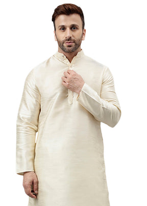 Off White Dupion Silk Solid Kurta