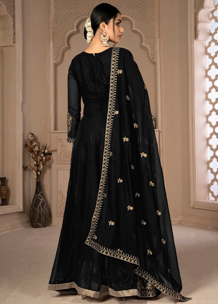 3 Pc Black Unstitched Georgett Suit Set With Dupatta VDDIT2803263 - Indian Silk House Agencies