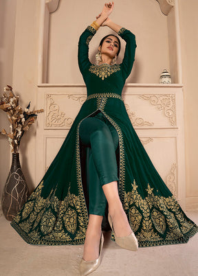 3 Pc Green Unstitched Georgett Suit Set With Dupatta VDDIT2803265 - Indian Silk House Agencies