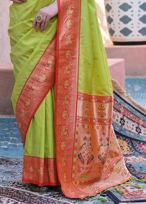 Pista Green Dupion Silk Saree With Blouse Piece