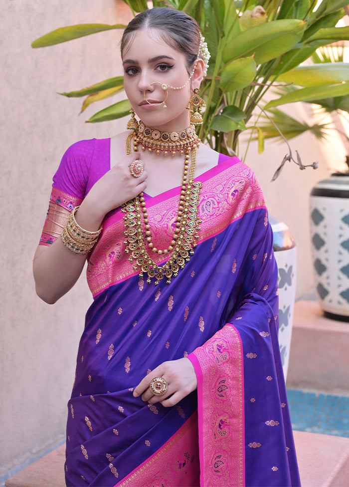 Royal Blue Dupion Silk Saree With Blouse Piece