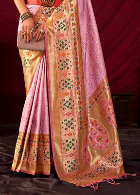 Baby Pink Dupion Silk Saree With Blouse Piece