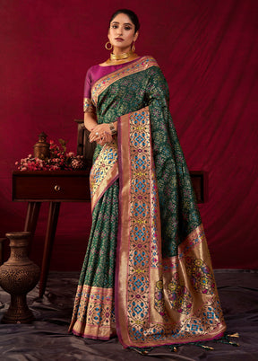 Green Dupion Silk Saree With Blouse Piece