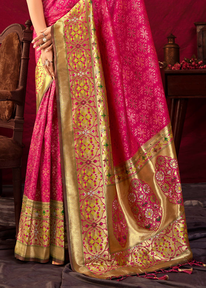 Pink Dupion Silk Saree With Blouse Piece