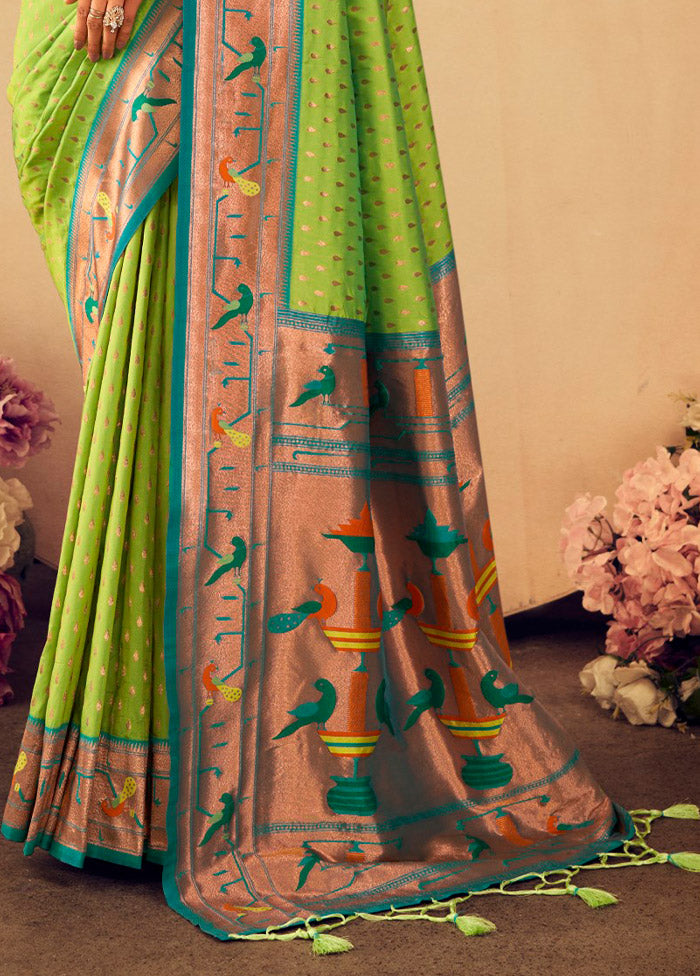 Pista Green Dupion Silk Saree With Blouse Piece