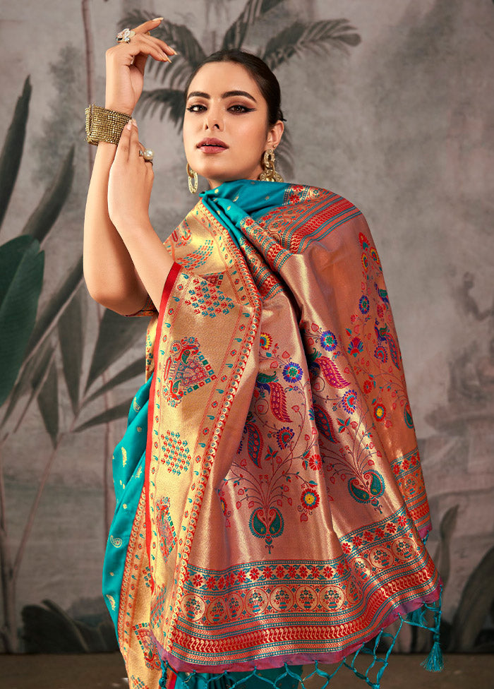 Rama Dupion Silk Saree With Blouse Piece