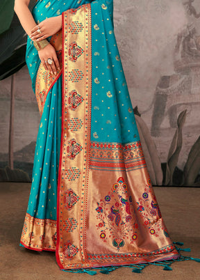 Rama Dupion Silk Saree With Blouse Piece