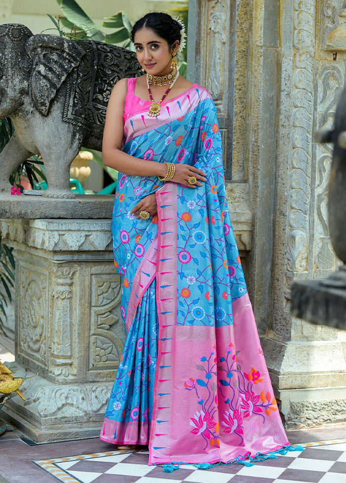 Firoza Kanjivaram Silk Saree With Blouse Piece