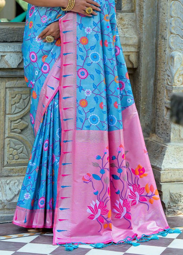 Firoza Kanjivaram Silk Saree With Blouse Piece