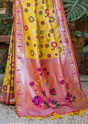 Yellow Kanjivaram Silk Saree With Blouse Piece