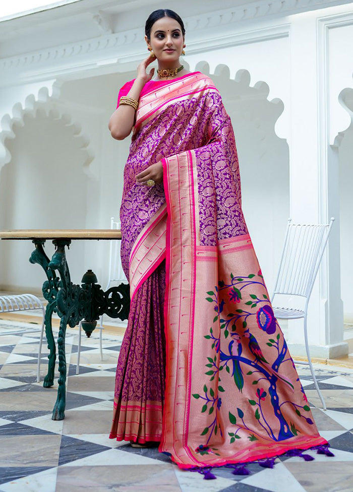 Wine Kanjivaram Silk Saree With Blouse Piece